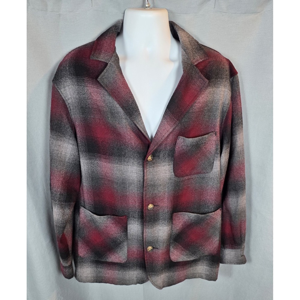 Duluth Trading Jacket Mens Medium Wool Blend Shadow Plaid Blazer Sport‎ Coat
